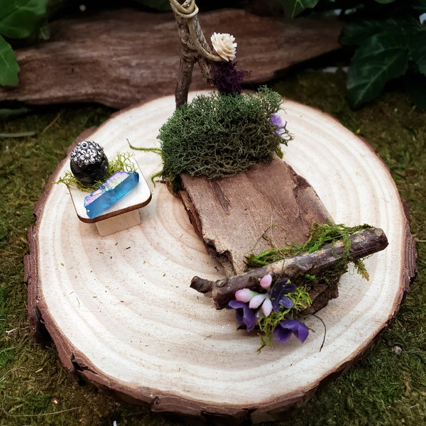 Fairy Bed, Fairy Garden Accessories, Fairy Garden Bed, Fairy Bed and Nightstand, Fairy Garden