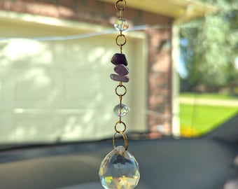 Fairy Crystal Suncatcher Car Charm: Natural Gemstone Prism Rainbow Maker