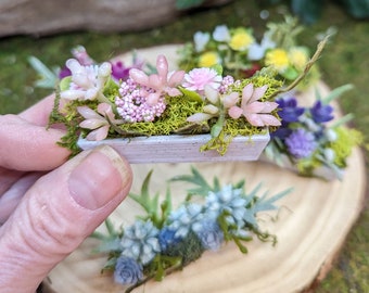 Miniature Flower Box, 3 or 5 Fairy Garden Flower Boxes, Fairy Garden Accessories, Fairy Garden Flowers, Fairy Garden Flower, Fairy Flowers