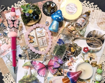 Whimsical Fairycore Gift Box – Woodland Fairy Theme with Jewelry, Bath Bombs/Salts, Stickers for Nature Lovers, etc.