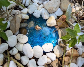 Handmade Miniature Fairy Garden Pond: OOAK Terrarium Accessory
