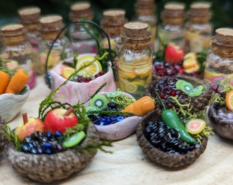 Fairy Garden Miniature Food Bowls & Baskets, Fairy Accessories, Fairy Food, Fairy Accessories, Miniature Food, Fairy Garden, Dollhouse Food