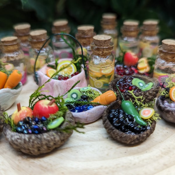 Fairy Garden Miniature Food Bowls & Baskets, Fairy Accessories, Fairy Food, Fairy Accessories, Miniature Food, Fairy Garden, Dollhouse Food