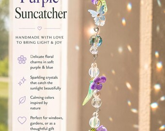 Handmade Beaded Butterfly Suncatcher | Crystal Prism Window Hanging | Cottagecore Sun Catcher | Fairy Garden Decor | Gift for Her