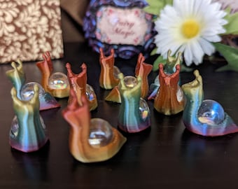 3 Fairy Garden Rainbow Snails, Fairy Garden Accessories, Fairy Snail, Miniature Snails, Fairy Garden Accessory, Fairy Garden Glow Snails