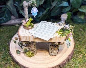 Miniature Fairy Desk with Glow-in-Dark Lamp: Enchanted Wood Furniture