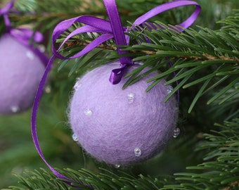Lilac Christmas tree decor, Christmas balls,  set of hanging Xmas ornaments