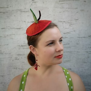 Apple mini hat, fascinators, costume hat, apple festival hat