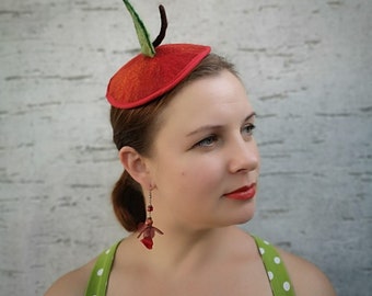 Apple mini hat, fascinators, costume hat, apple festival hat