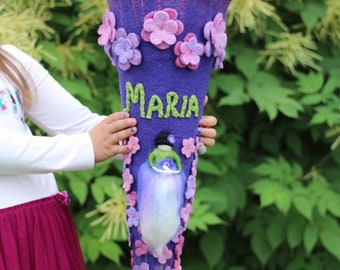 Handmade Floral Felt Schultüte 90 cm Personalized School Cone Zuckertüte First Day of School Einschulung