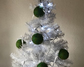 Green Christmas tree decor, Christmas balls,  set of hanging Xmas ornaments