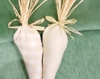 White carrot Easter decor SET OF TWO carrots spring decor carrot fabric carrots plush carrots fake carrots Farmhouse Easter Carrots Decor