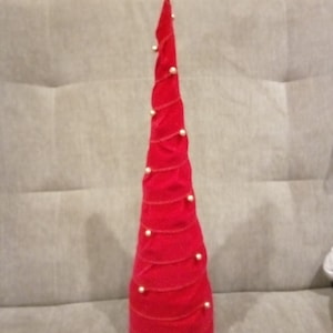 Christmas elegant christmas tree red velvet cone holiday decoration gold ball ornament hand made no base 18&quot; in tall tree gold ornaments