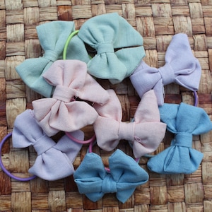 girl hair ties, pastel hair ties, hair rubber bands, hair band, kids hair ties with bows, kids hair, ponytail, piggytails, tiny hair ties