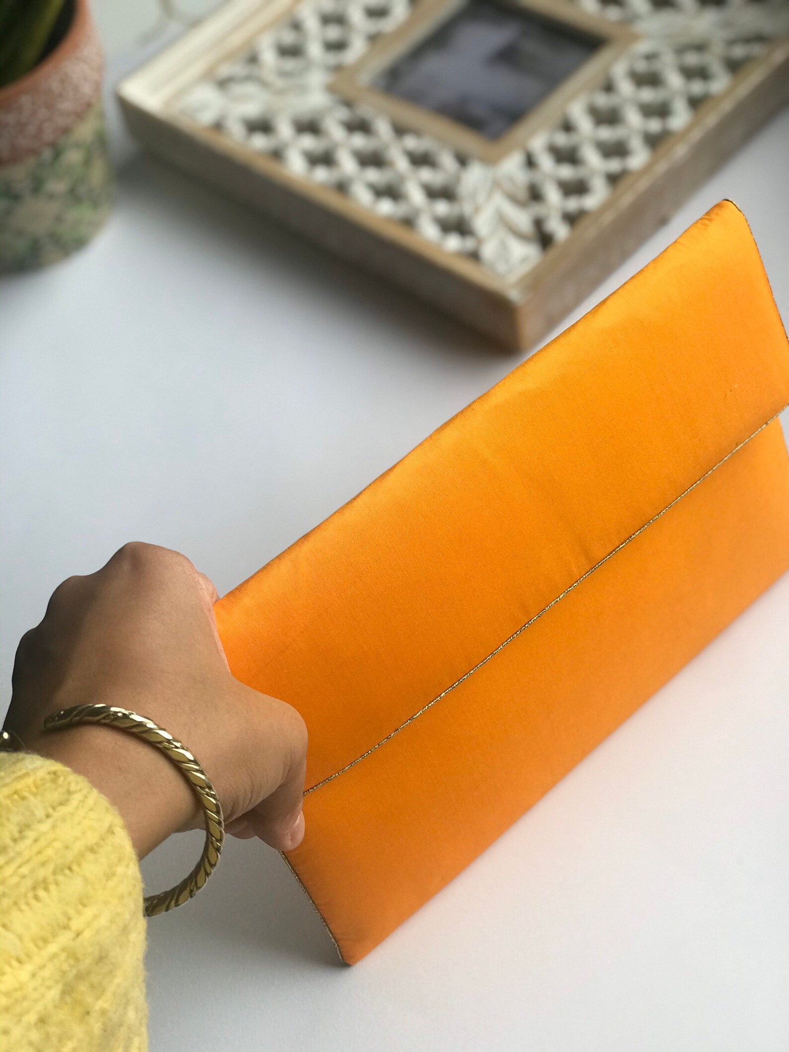 Yellow Clutch Bag with Gold trim Summer Wedding Clutch Etsy