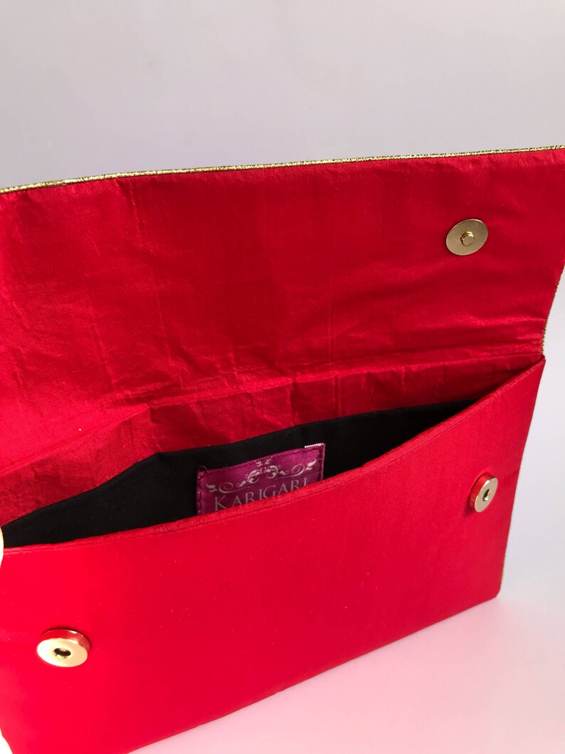 Red Clutch Bag with gold trim wedding Clutch Bridal Bag Etsy