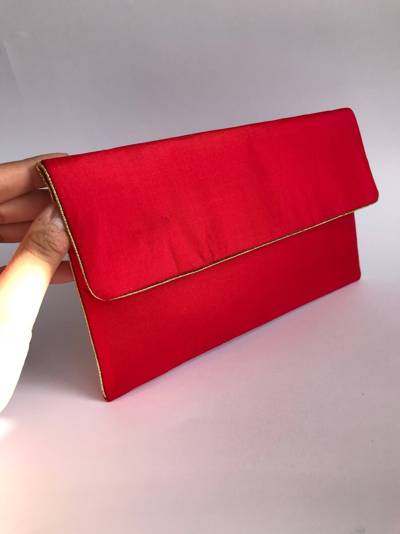 Red Clutch Bag with gold trim wedding Clutch Bridal Bag Etsy
