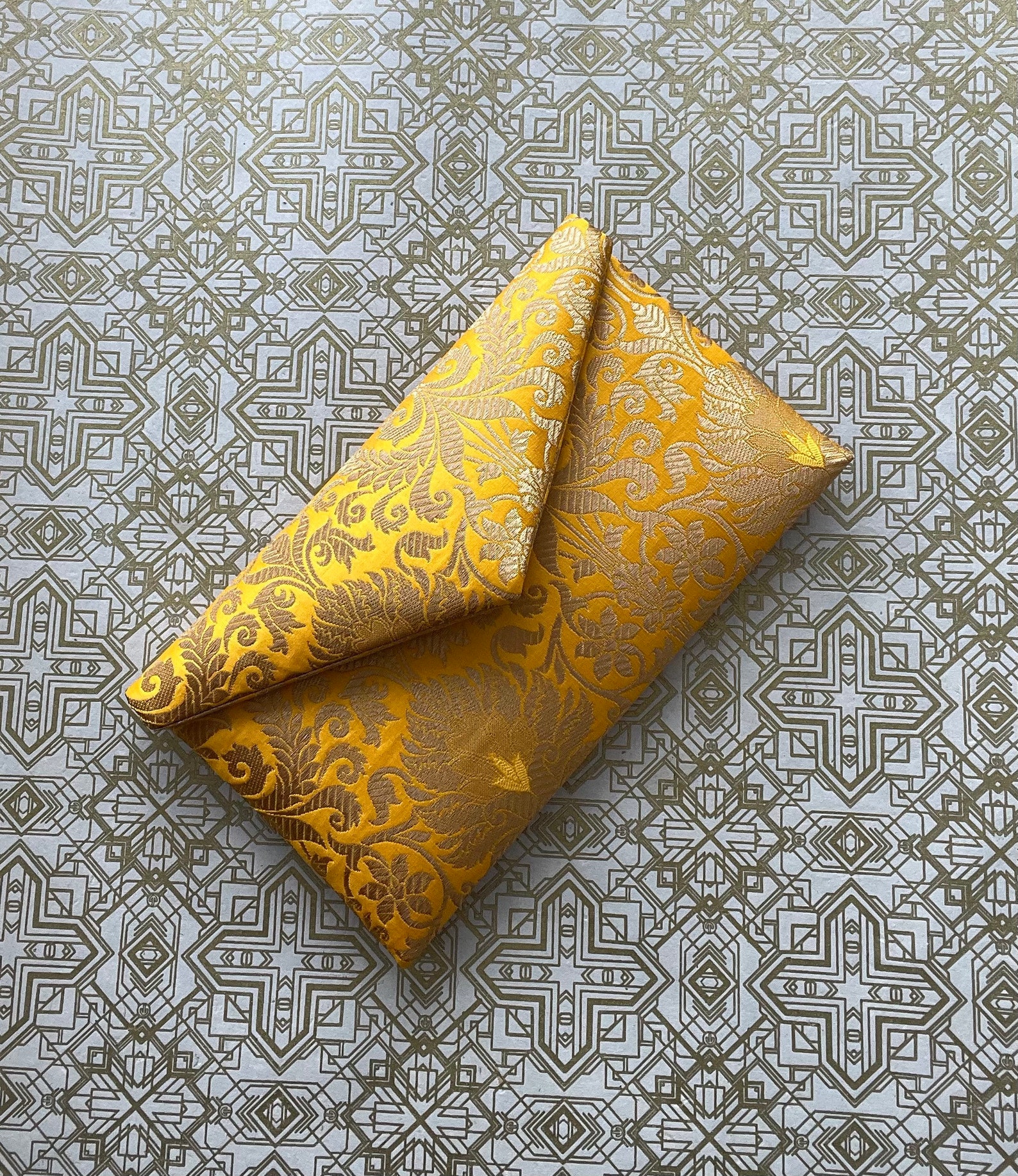 A Yellow Clutch Bag Wedding Clutch Yellow Brocade Clutch Etsy