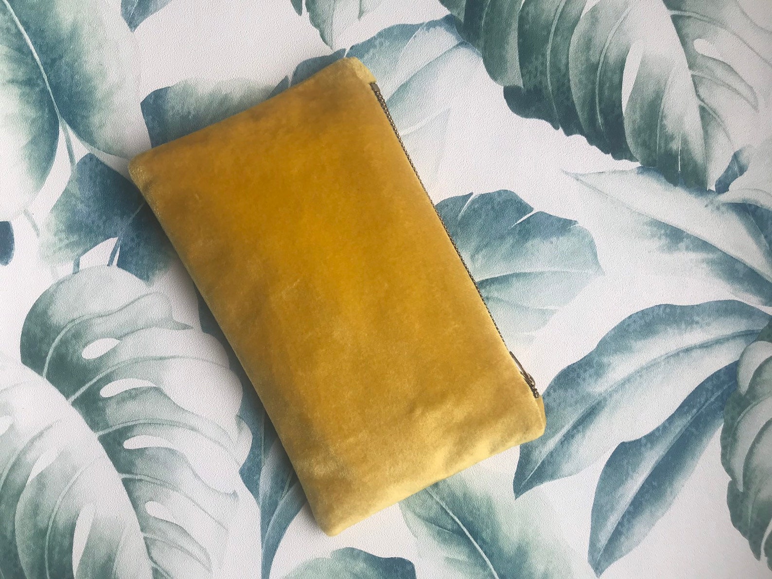 Yellow Makeup Bag Yellow Cosmetic Bag Yellow Velvet Clutch Etsy UK