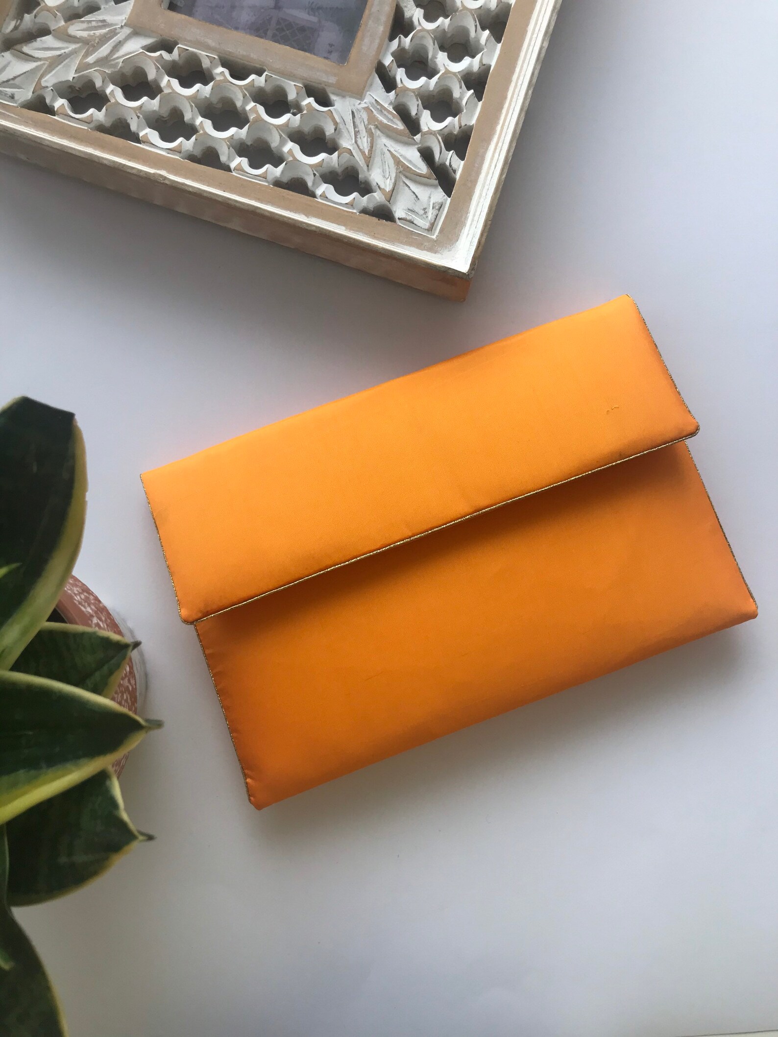 Yellow Clutch Bag with Gold trim Summer Wedding Clutch Etsy