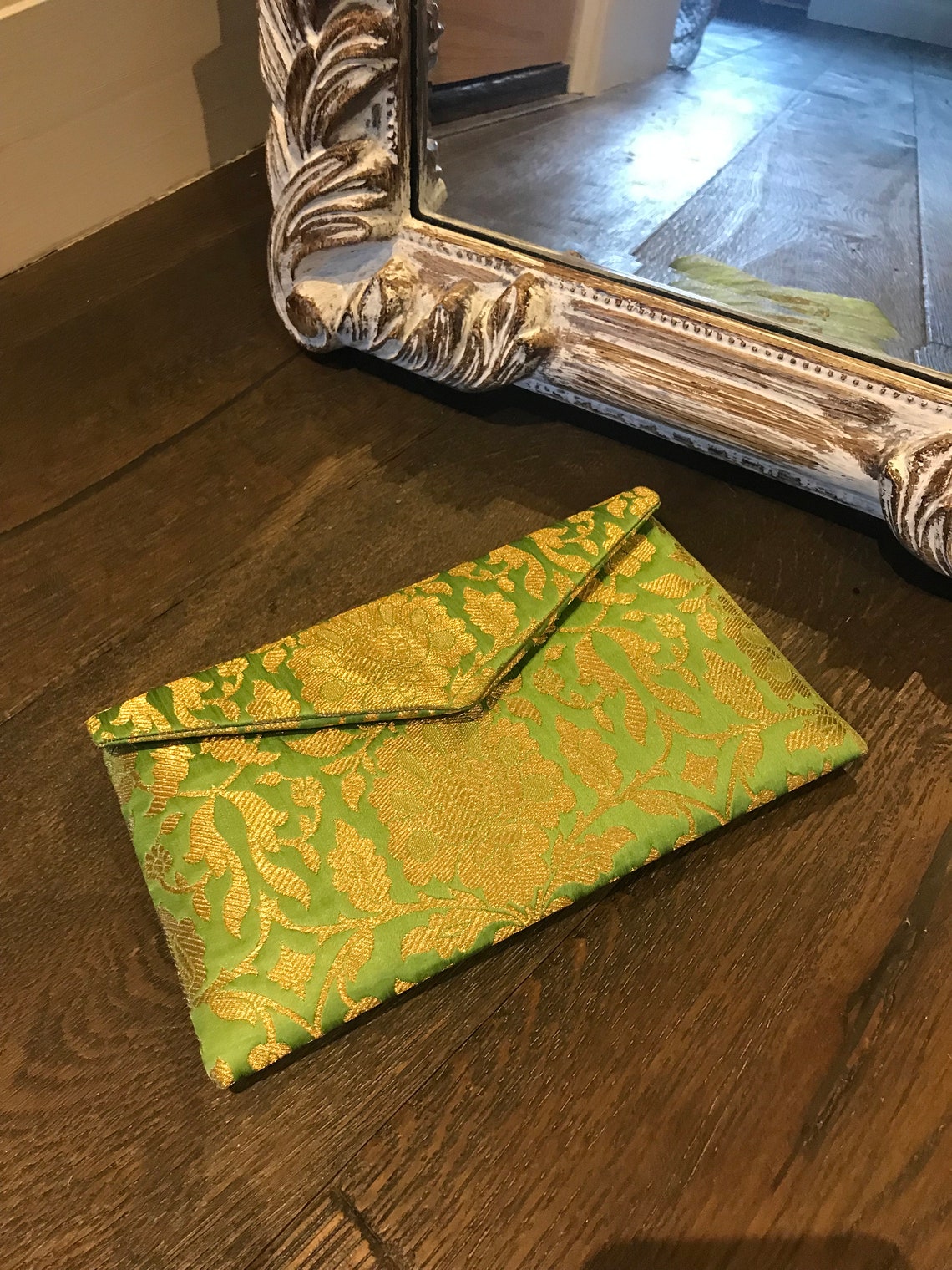 Green Clutch Bag Green Brocade Clutch Bag Bridesmaid Gifts Etsy