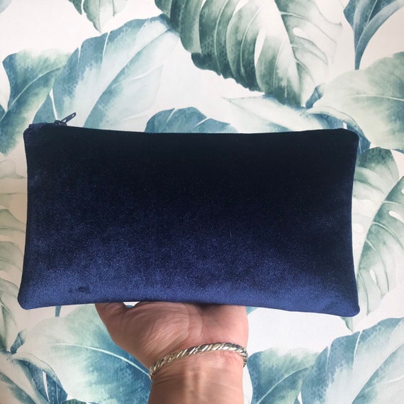 navy velvet clutch
