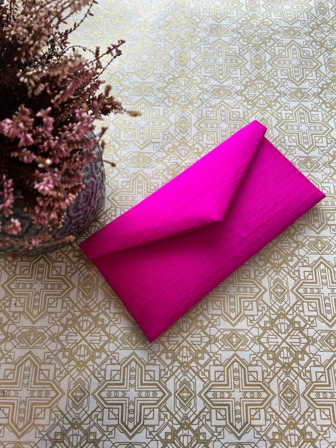Pink Clutch Bag Hot Pink Clutch Bag Pink Silk Bag Mother of Etsy