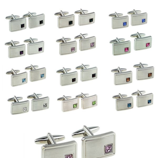 Hand Set Birthstone Cufflinks Using Swarovski Crystals with Initials