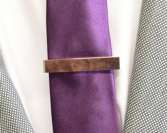 Dark wood tie clip 48mm with optional engraved box