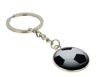 Football Design Silver Keyring with Engraved Message on the Back