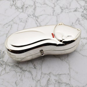 Personalised Silver Plated Cute Cat Shaped Lipstick Holder Lovely Gift for Cat lovers!