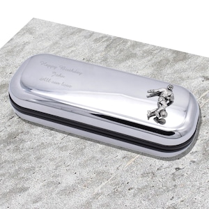 Football Design Personalised Engraved Chromed Glasses Case Box