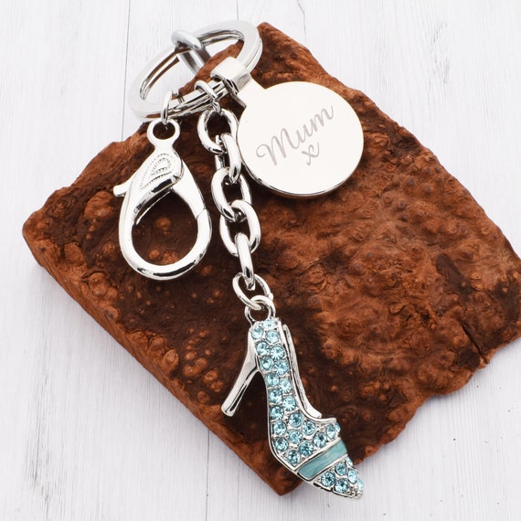 【人気ショップが最安値挑戦！】 Engraved Personalised Stiletto Swarovski Aqua With Made Shoe 小物