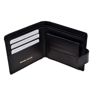 Cartera de cuero genuino negra con diseño de banderas a cuadros de F1 personalizadas con caja de regalo grabada opcional imagen 5