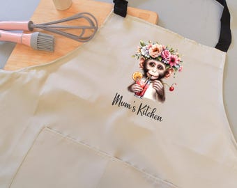 Personalised Kitchen Cute Monkey Design | Protective Stone Apron