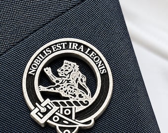 English Made Pewter Stuart of Bute Clan Crest Lapel Pin in a Gift Box (20 x 19mm)