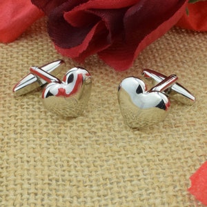 Personalised Domed Metal Love Heart Cufflinks with two initials engraved X2AJ503