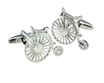 Penny Farthing Bike Retro Design Cufflinks in a Personalised Cufflink Box