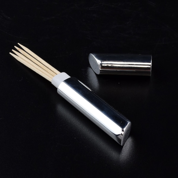 Sleek Design Silver Plated Toothpick Holder. Can Be Engraved with Initials or Short message