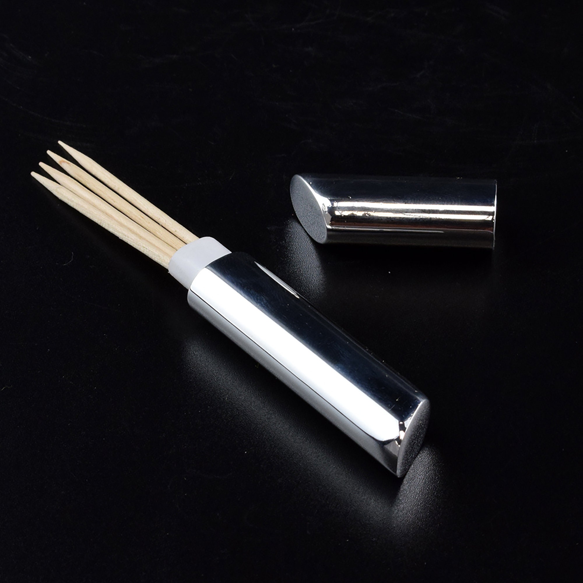 Sleek Design Silver Plated Toothpick Holder. Can Be Engraved With Initials  or Short Message 