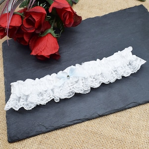 Something Blue! Beautiful Wedding Garter with Blue Bow | Presented in a Personalised Box