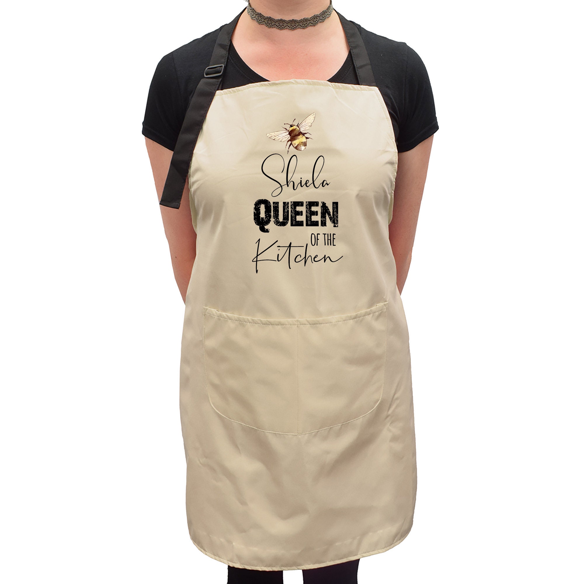 Grembiule Da Cucina Personalizzabile Queen Of Baking - Verde Bottiglia, Tracolla Regolabile - 3