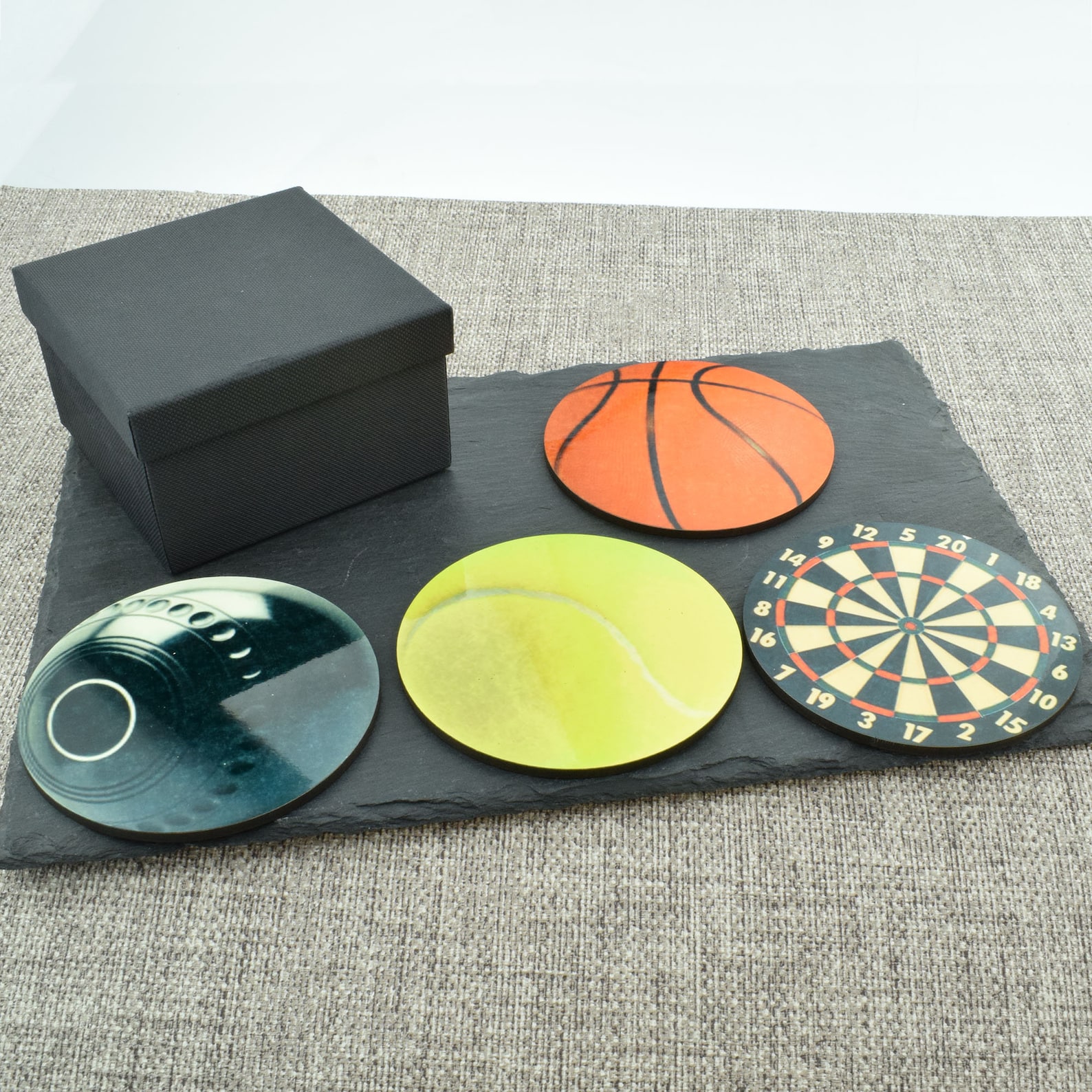 Sport coasters can be purchased individually or as sets with Etsy