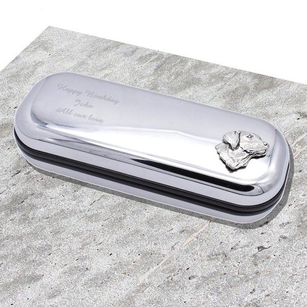 Labrador Design Personalised Engraved Chromed Glasses Case Box