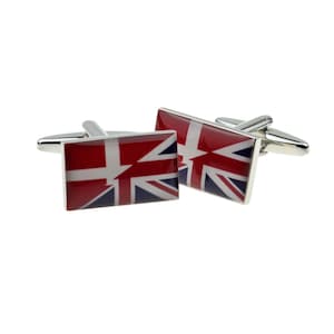 Union Jack Mixed with Danish Flag Cufflinks in Personalised Cufflink Box