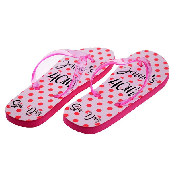 Personalised Spa Day Flip Flops with Name and Age ONE Size UK4-7.5