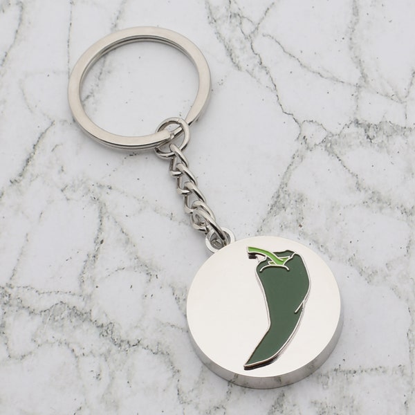 Magnifique design de piment vert avec porte-clés spécial à messages gravés personnalisés