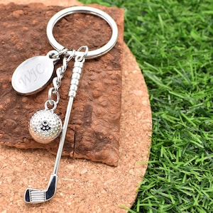 Personalised with Initials Golfers Golf Club & Ball Design Unusual Keyring