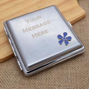 Forget Me Not Masonic Design Personalised Engraved Brushed Metal King Size Cigarette Case