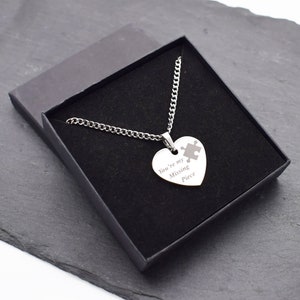 Beautifully Engraved You&#39;re My Missing Piece Jigsaw Heart Shaped Necklace Birthday anniversary gift with Gift Box